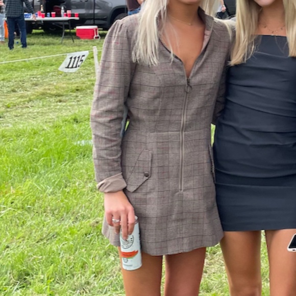 Tularosa Classic Brown Plaid Noah Mini Dress - Picture 4 of 4